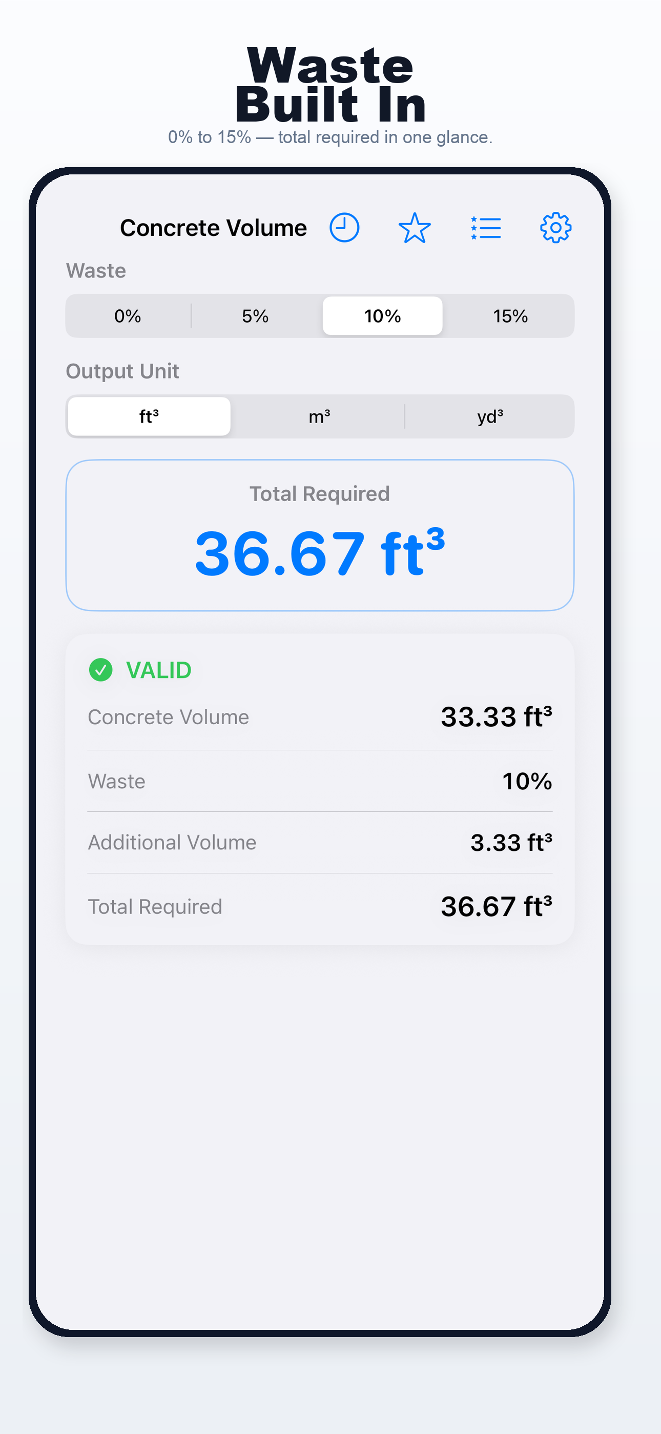 Concrete Volume Calculator iPhone screen 3