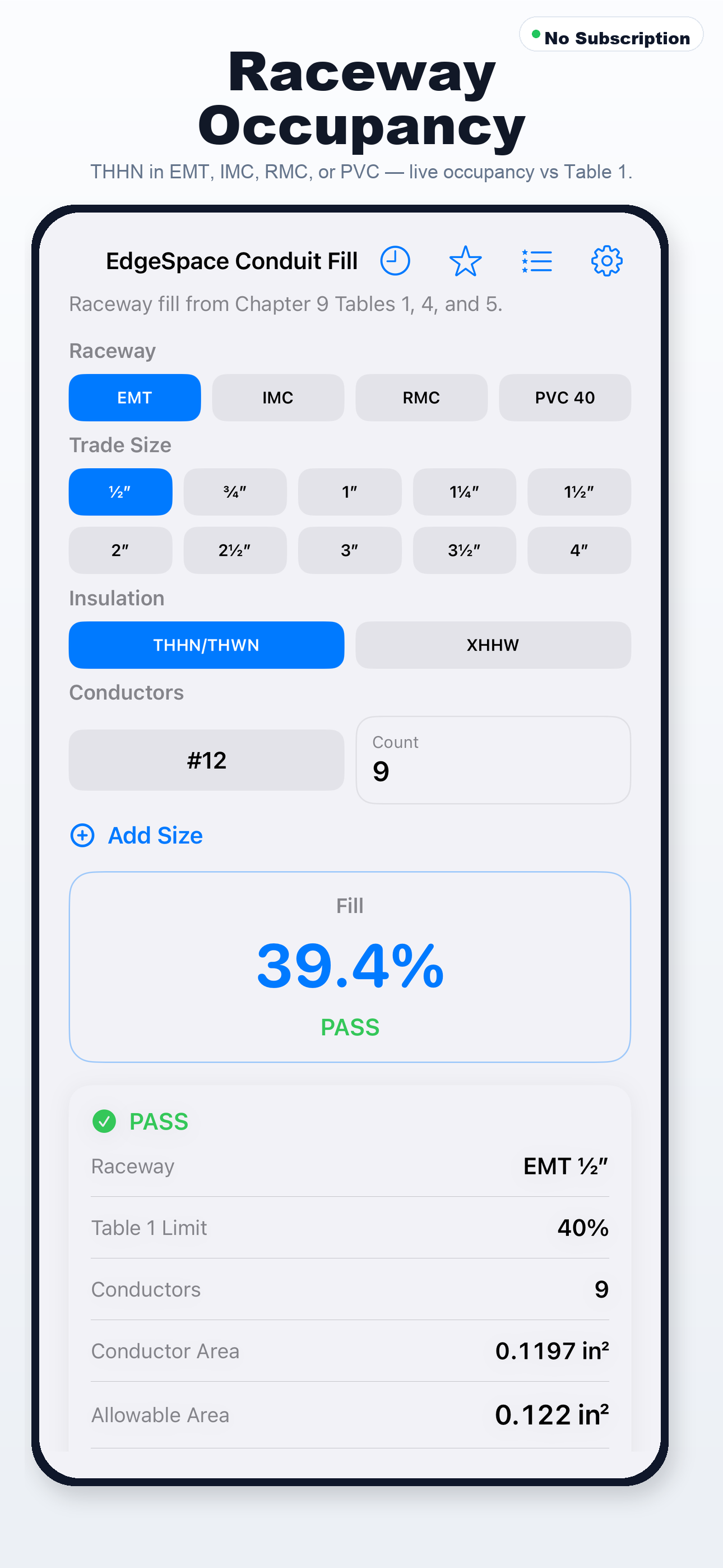 Conduit Fill Calculator App Store preview