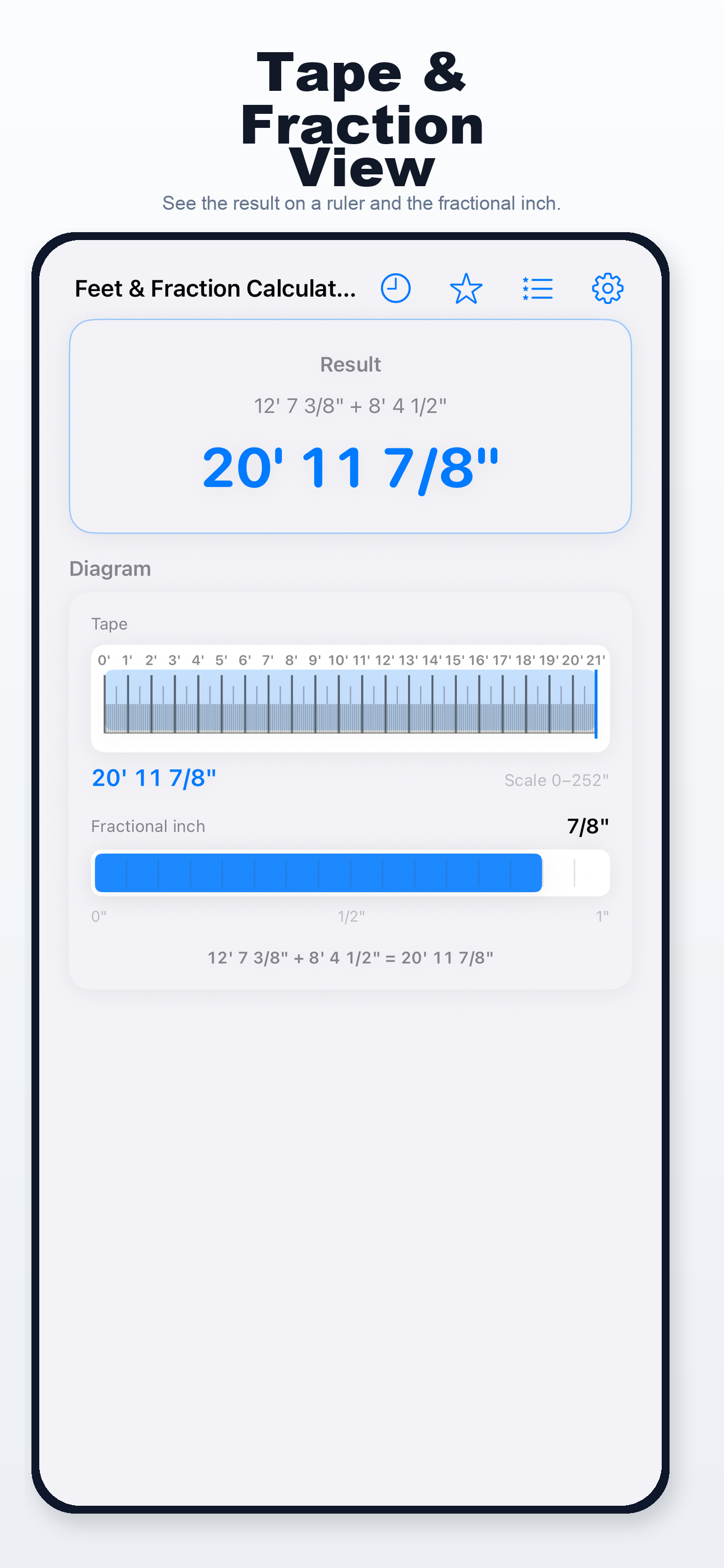 Feet & Fraction Calculator iPhone screen 3