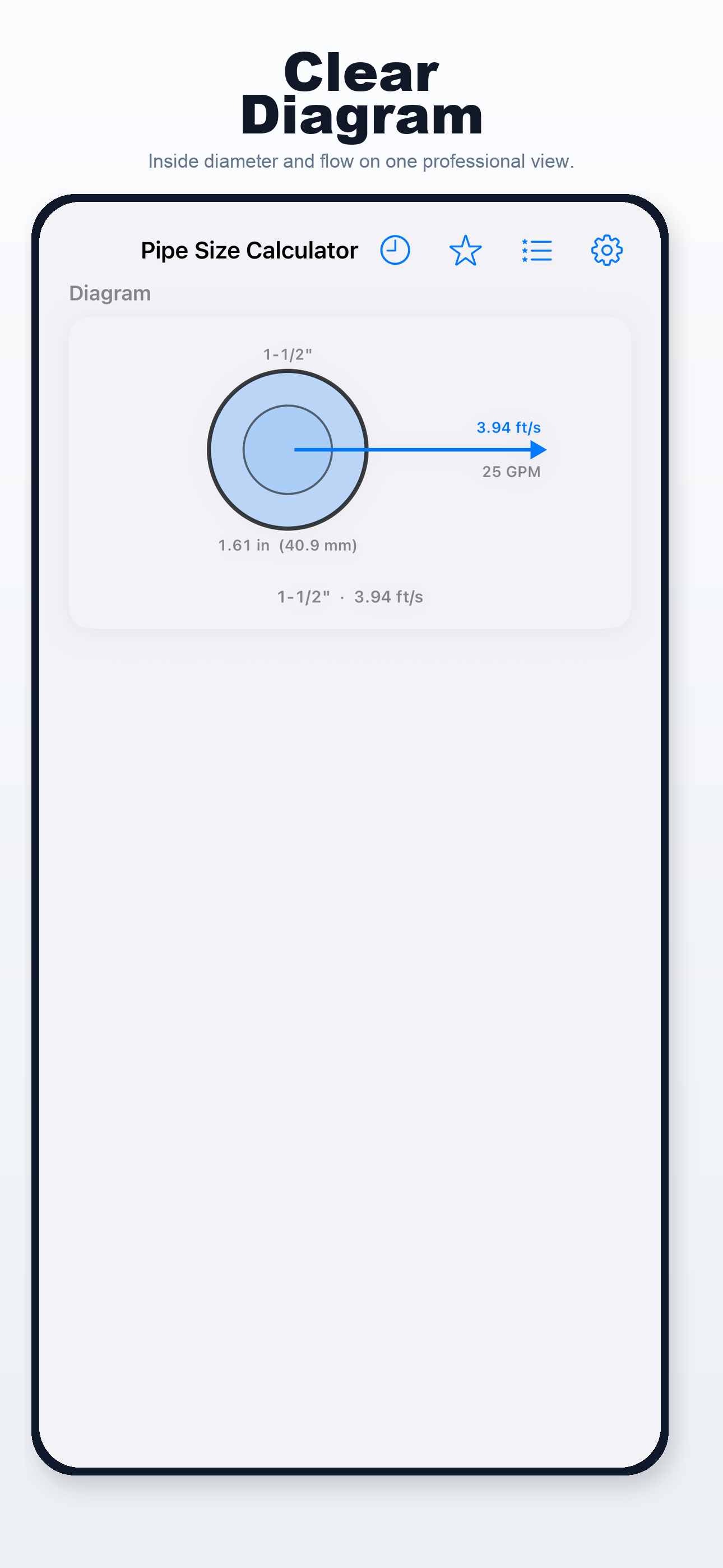 Pipe Size Calculator iPhone screen 3