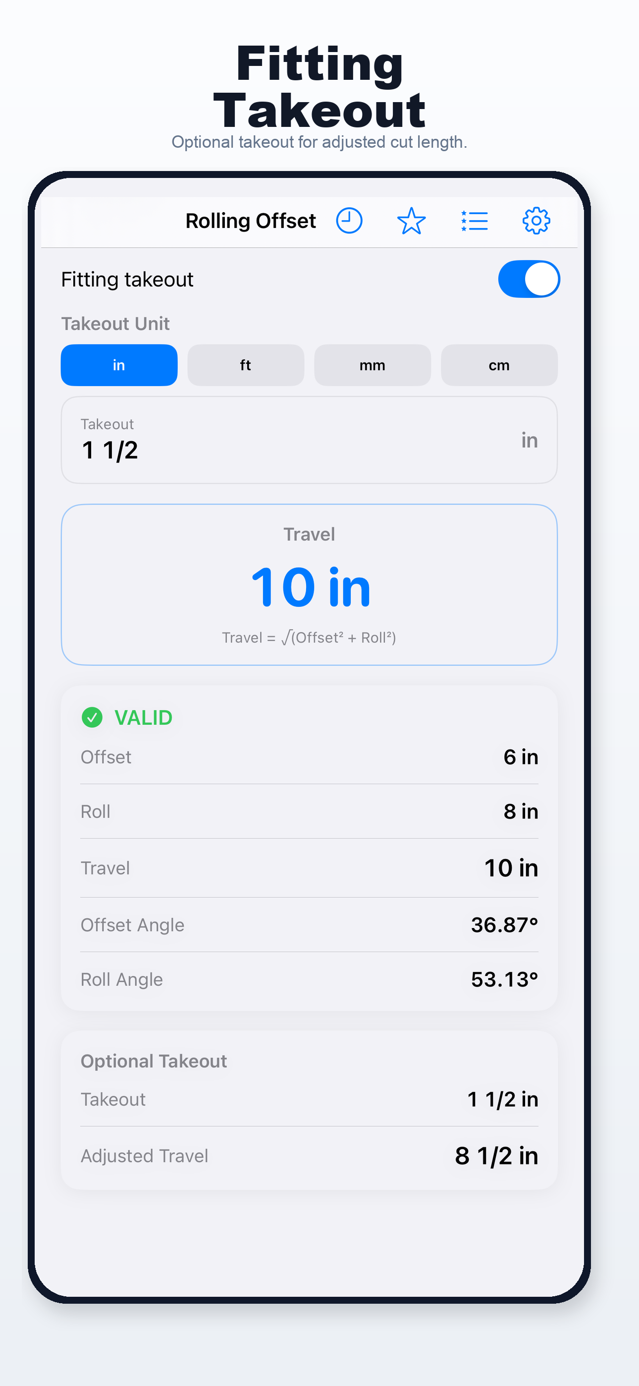 Rolling Offset Calculator iPhone screen 4