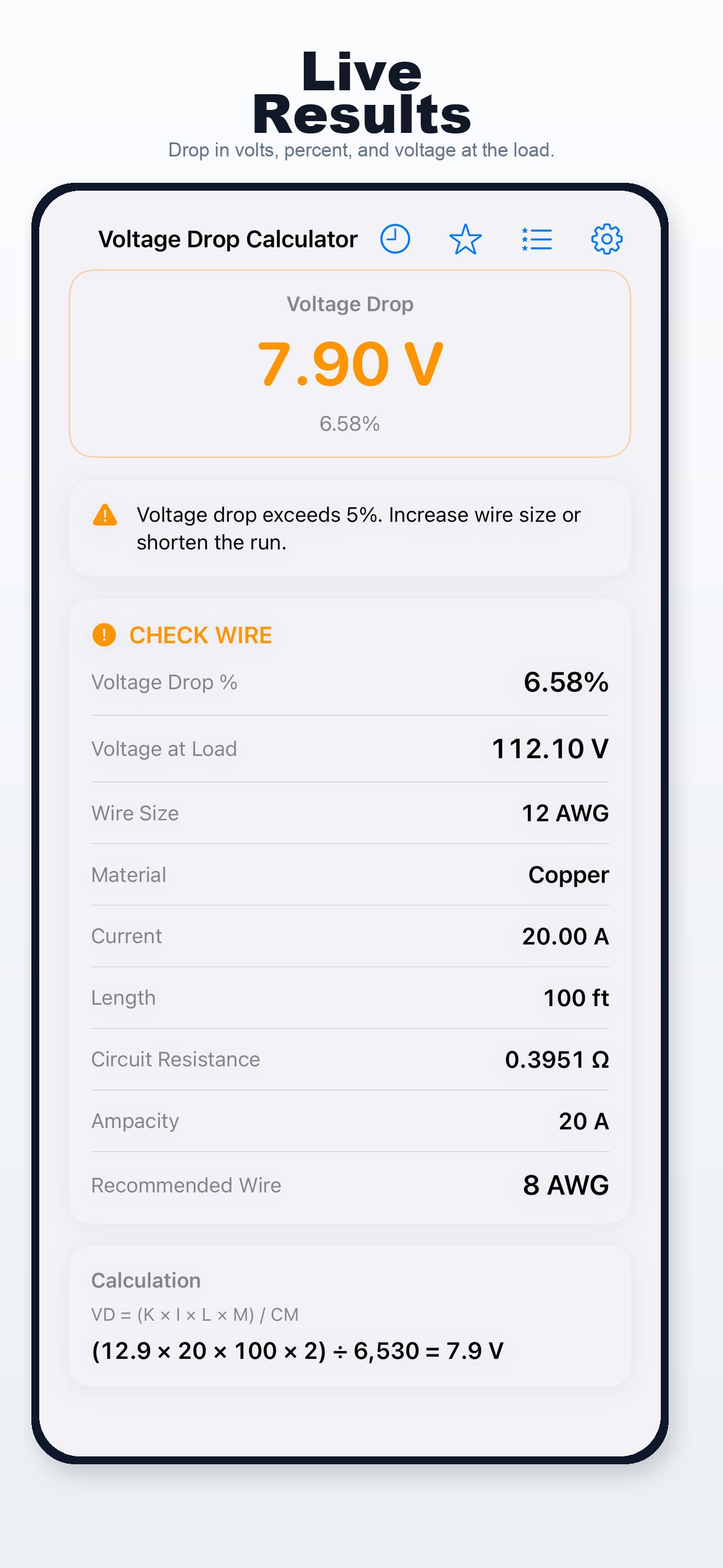 Voltage Drop Calculator App Store preview