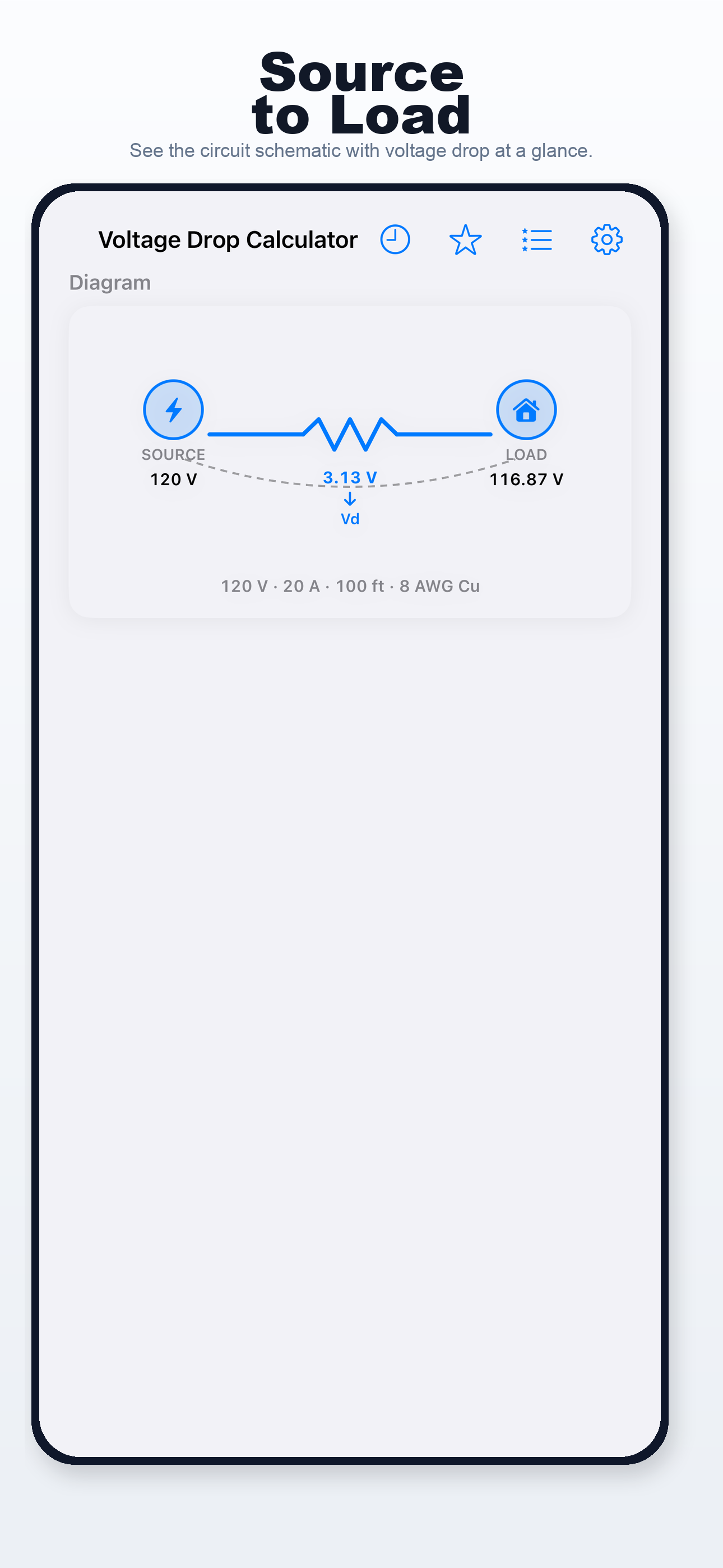 Voltage Drop Calculator iPhone screen 2