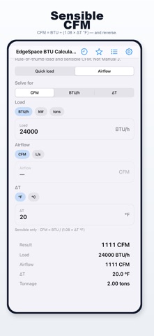 EdgeSpace BTU Calculator iPhone screen 4