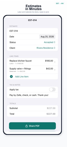 Contractor Invoice iPhone screen 2