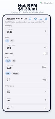 EdgeSpace Profit Per Mile App Store preview