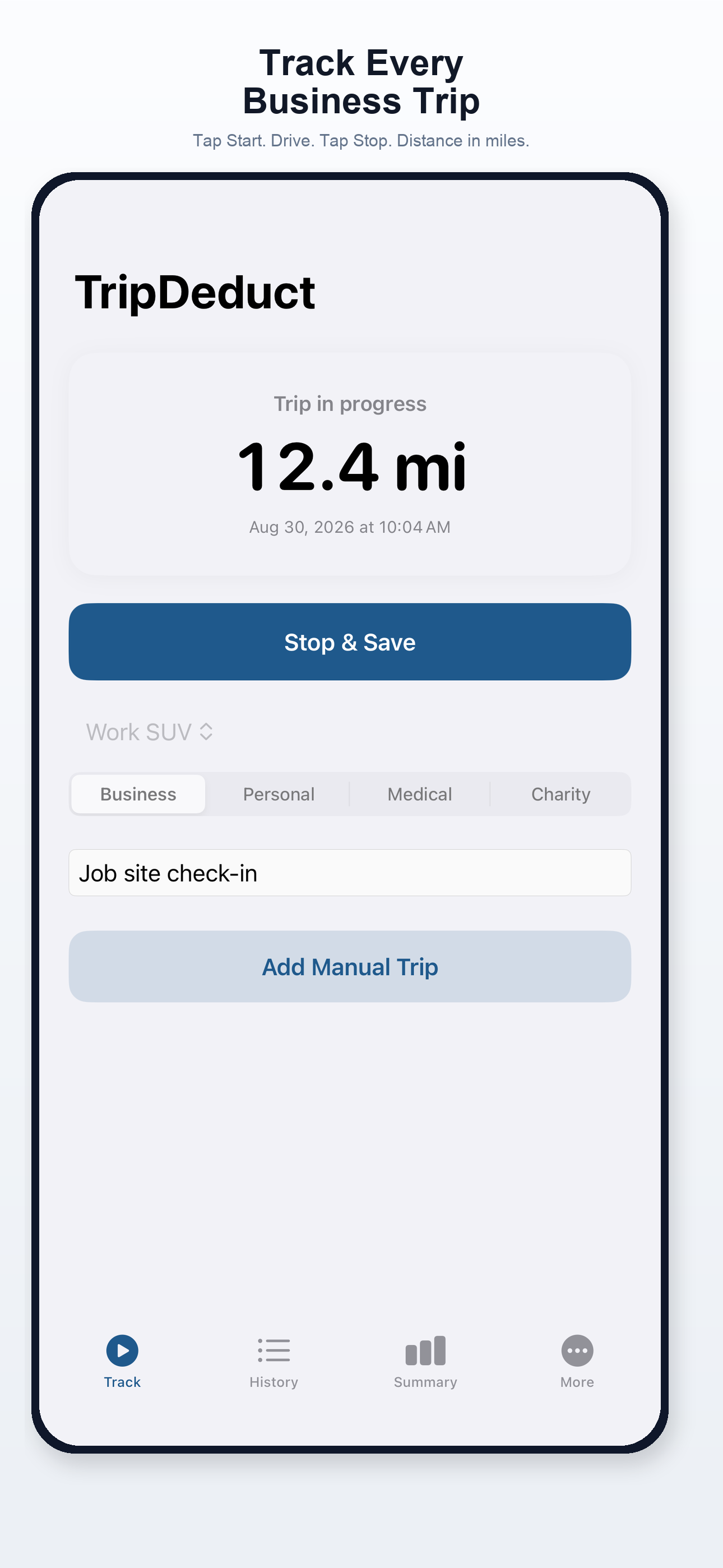 TripDeduct: Mileage Tracker iPhone screen 2
